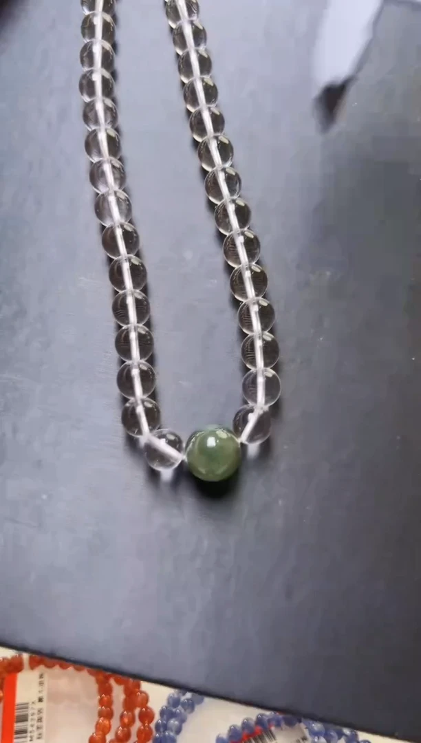 未镶嵌颈饰水晶白水晶绿发项链     JP51158