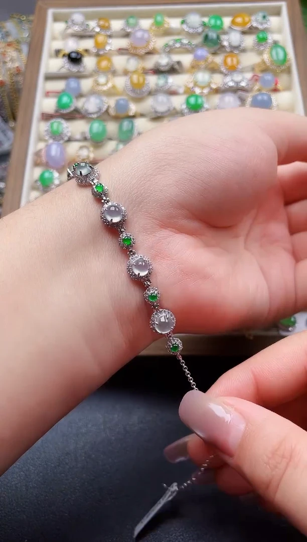 银S925镶嵌手链翡翠161