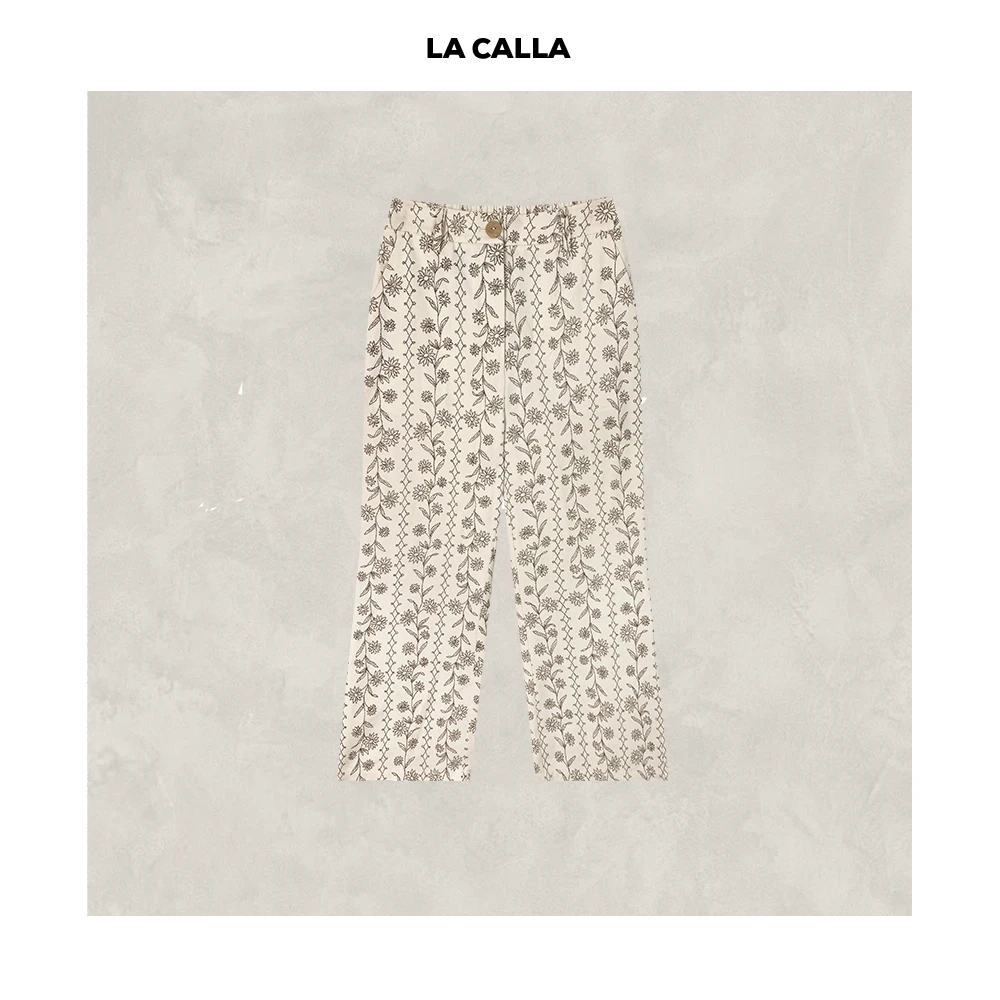 LA CALLA树藤裤新中式设计师立体感满印休闲裤OY51-1961