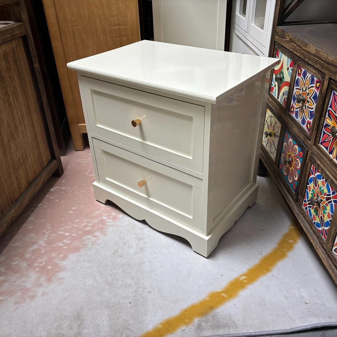 50*35*50cm米白色2抽卧室收纳柜床头柜简约储物柜欧式