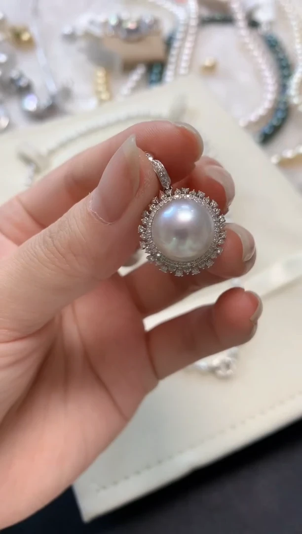 吊坠(不含链)18K金镶嵌海水珍珠A43 不含链