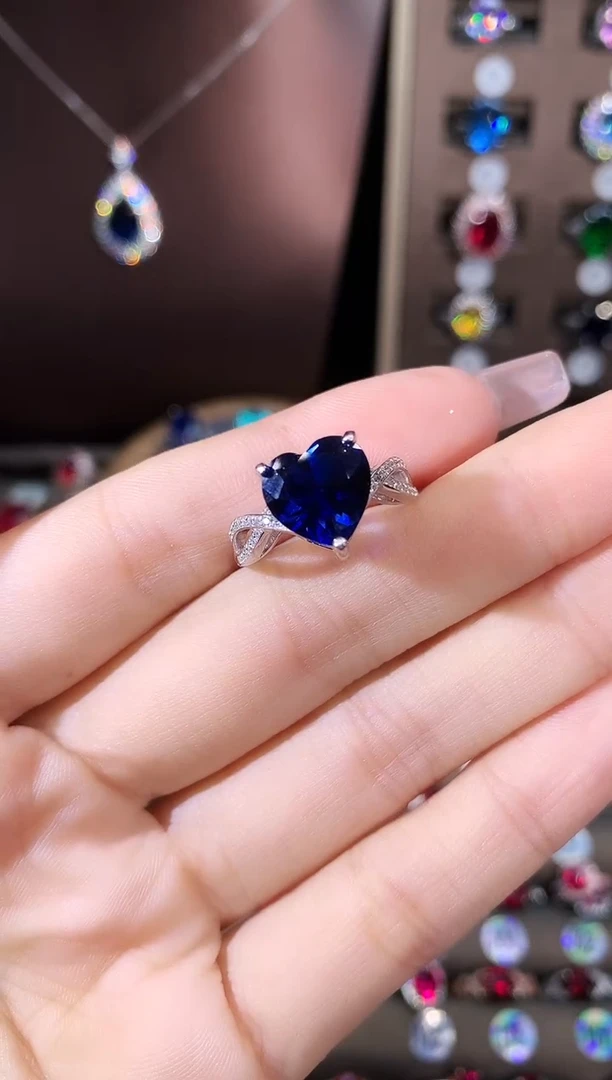 戒指蓝宝石银S925镶嵌10银