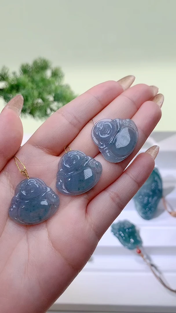 翡翠18K金镶嵌吊坠(不含链)天然A货翡翠-多样性发其一-佛公