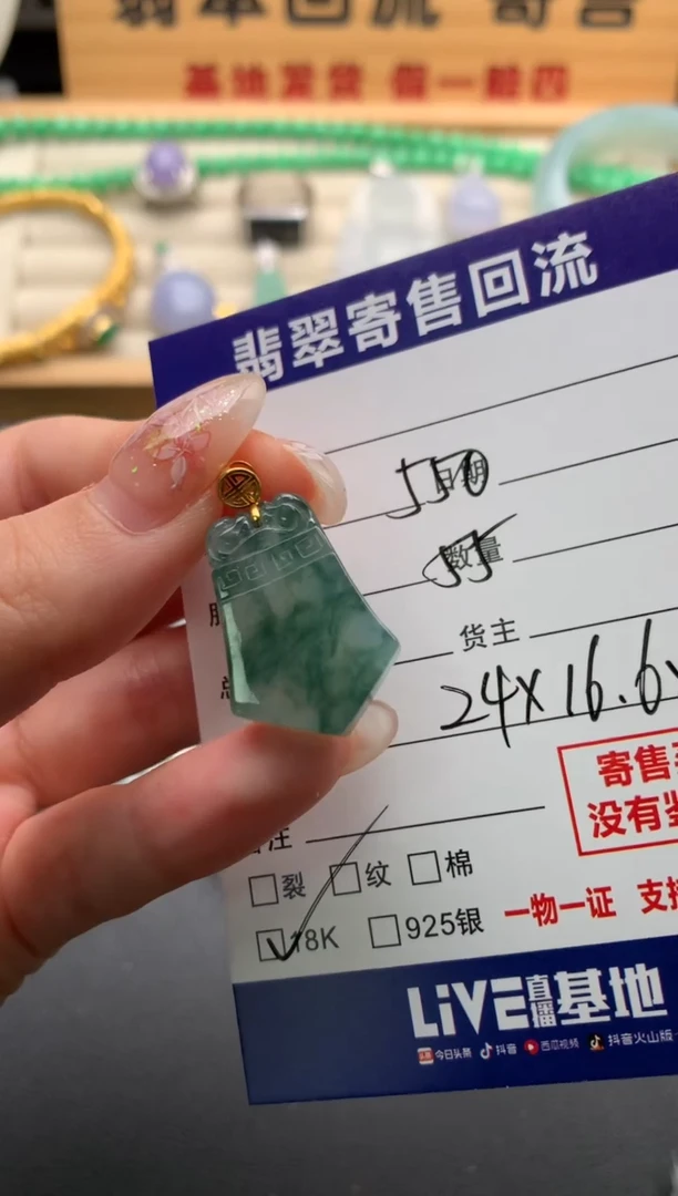 翡翠18K金镶嵌颈饰10136299