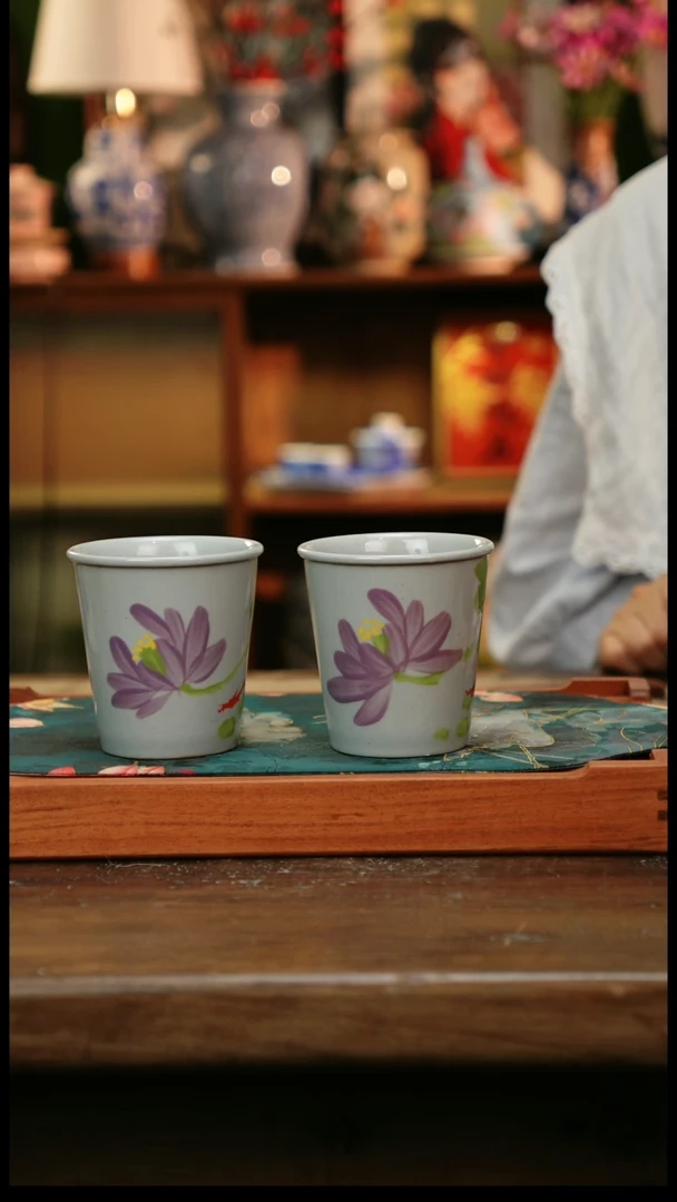 瓷片景德镇纯手工釉下彩精品茶具水杯