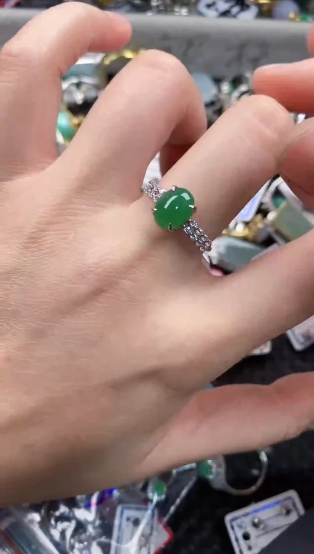 银S925镶嵌戒指翡翠10                  6