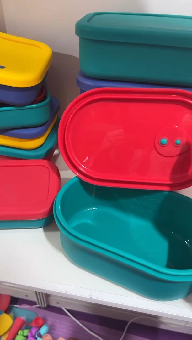 硅胶FF-绿底红盖-椭圆排气盒900ML