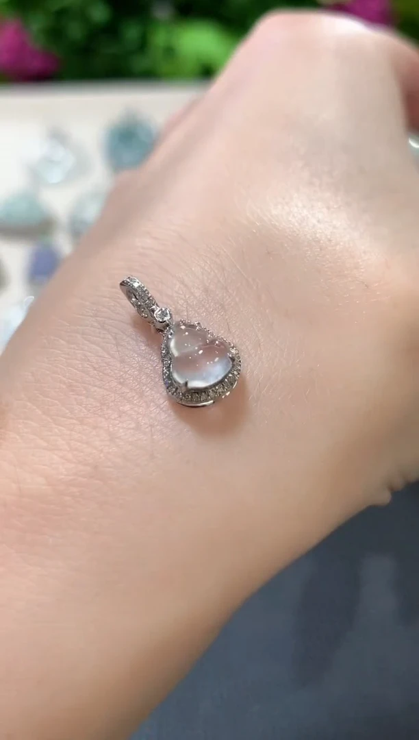 吊坠(不含链)18K金镶嵌翡翠a7