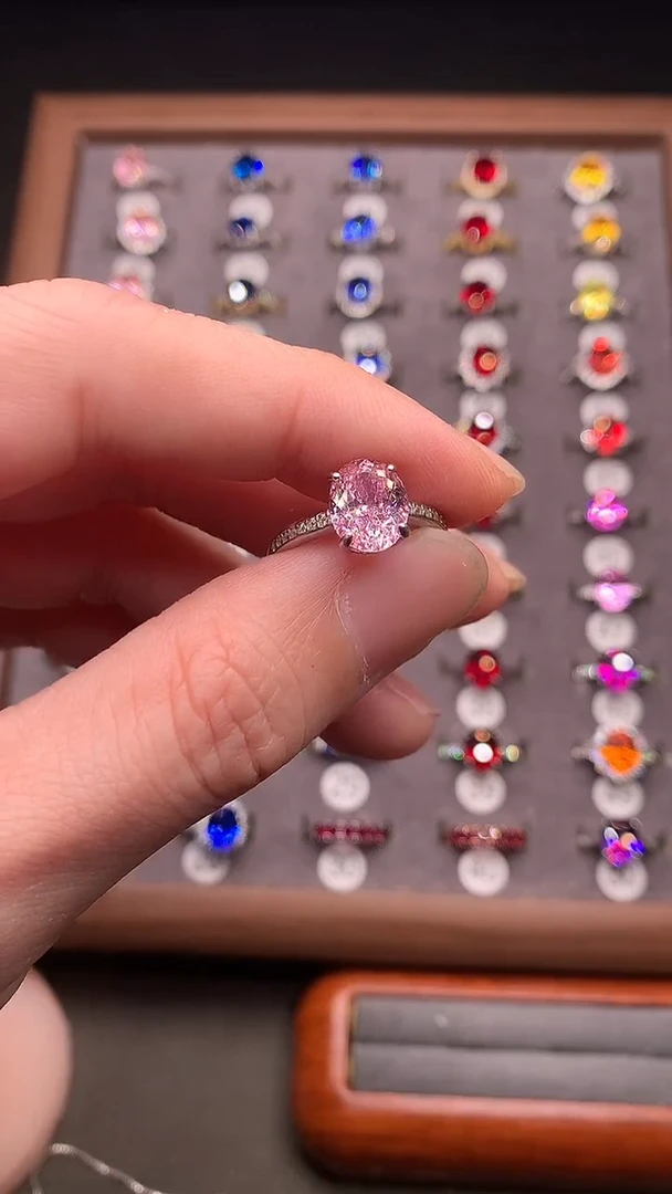 银S925镶嵌戒指碧玺...