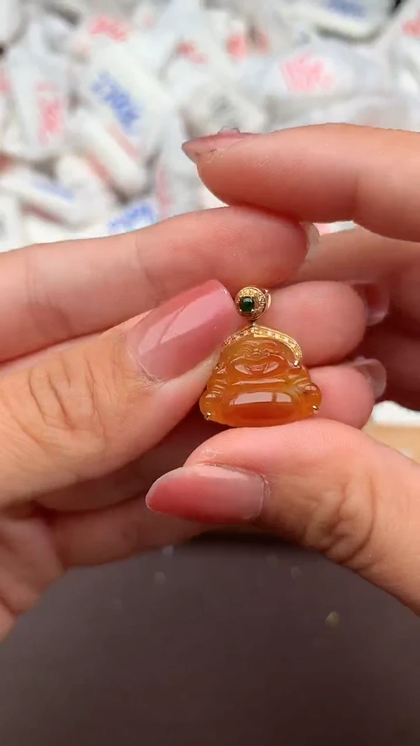 【闪购商品】翡翠挂件18K金镶嵌一