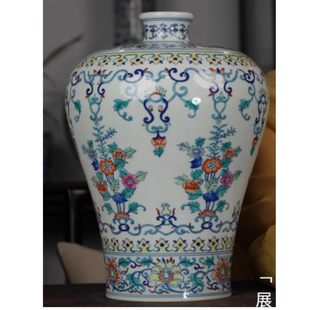 【小乔赏瓷】涂杏花斗彩四季花卉梅瓶txh640