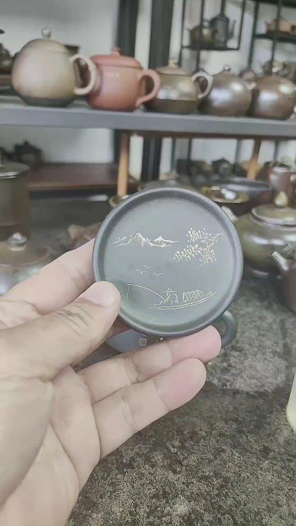 杯垫  电烧 黑色 直径7厘米