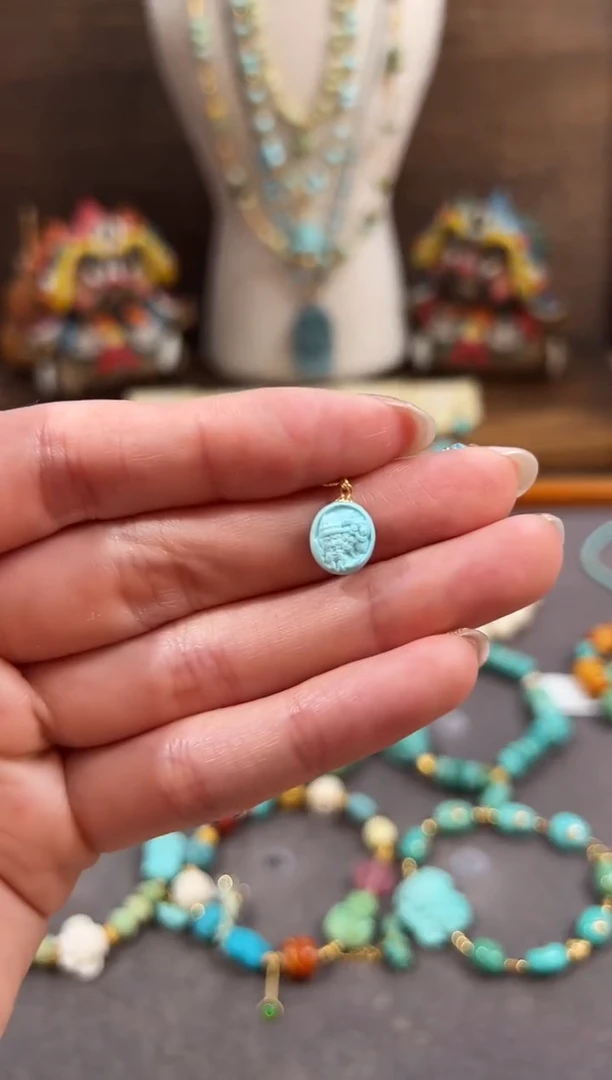 绿松石18K金镶嵌提溜绿松石提溜