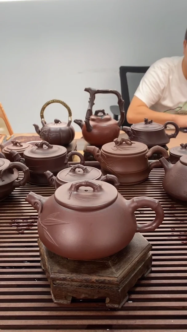 茶壶紫砂230毫升竹节石瓢微瑕疵不退换