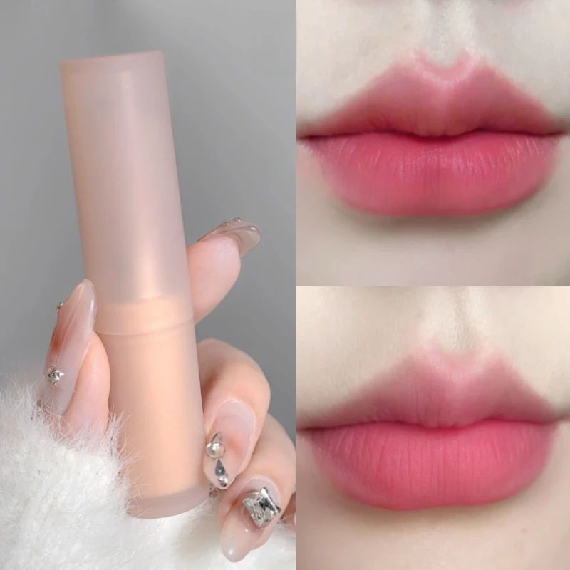 韩系嫩粉色丝绒口红韩女嫩妹学生素颜显白平价持妆豆沙色显白唇膏