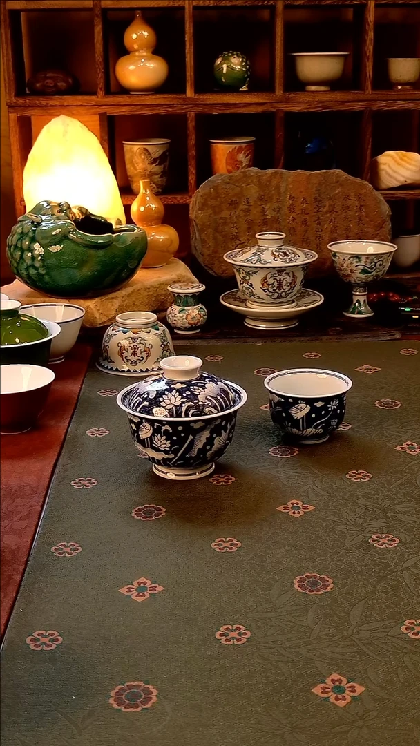 【手工手绘一路连科盖碗+主人杯】