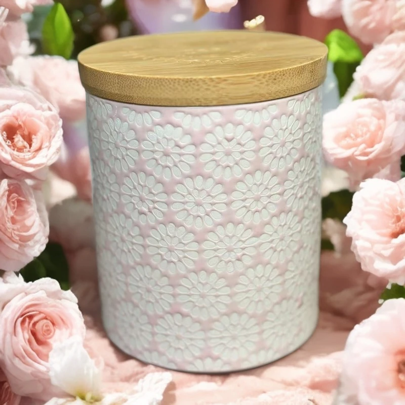 【GB家】600ML 粉色雏菊储物罐 密封罐 粉嫩少女心 送陶瓷量勺