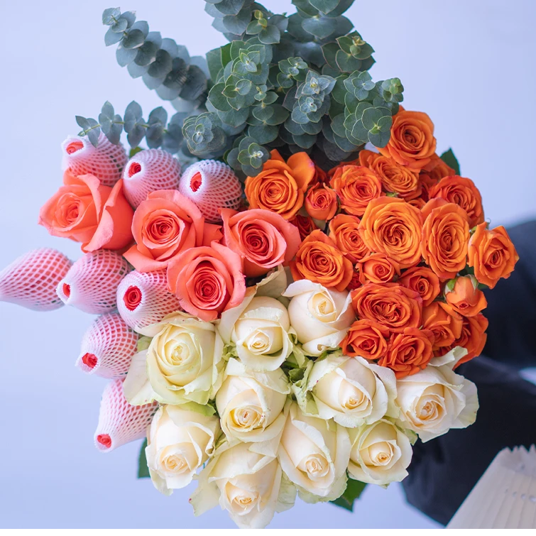 【福利套餐】香槟玫瑰+粉玫瑰+多头玫瑰+配草（粉丝再送2枝向日葵）