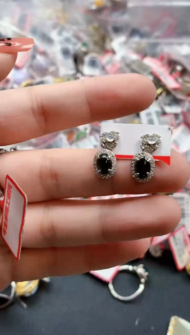 银S925镶嵌戒指翡翠天然A货缅甸翡翠