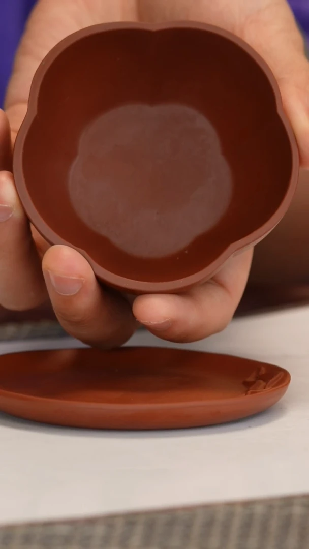 【闪购商品】紫砂茶宠大红袍寿桃杯垫+筋纹杯