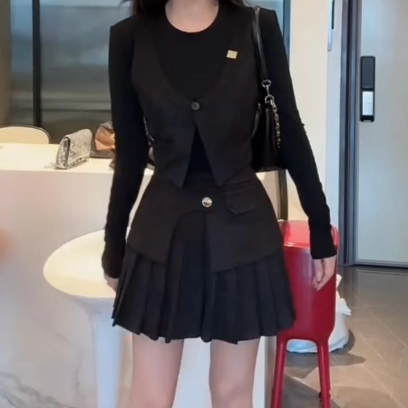 秋季新款腰封百褶裙短裙半身裙百搭时尚