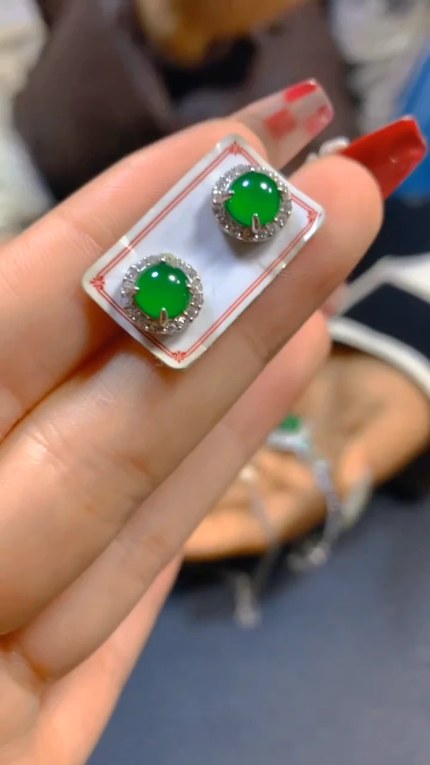 【闪购商品】翡翠耳饰银S925镶嵌0615631067多样性发一
