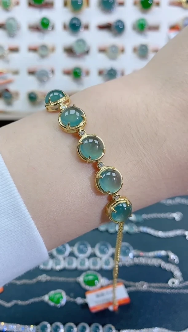 银S925镶嵌手链翡翠天然翡翠