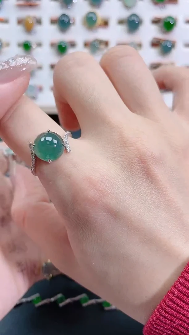 银S925镶嵌戒指翡翠天然翡翠