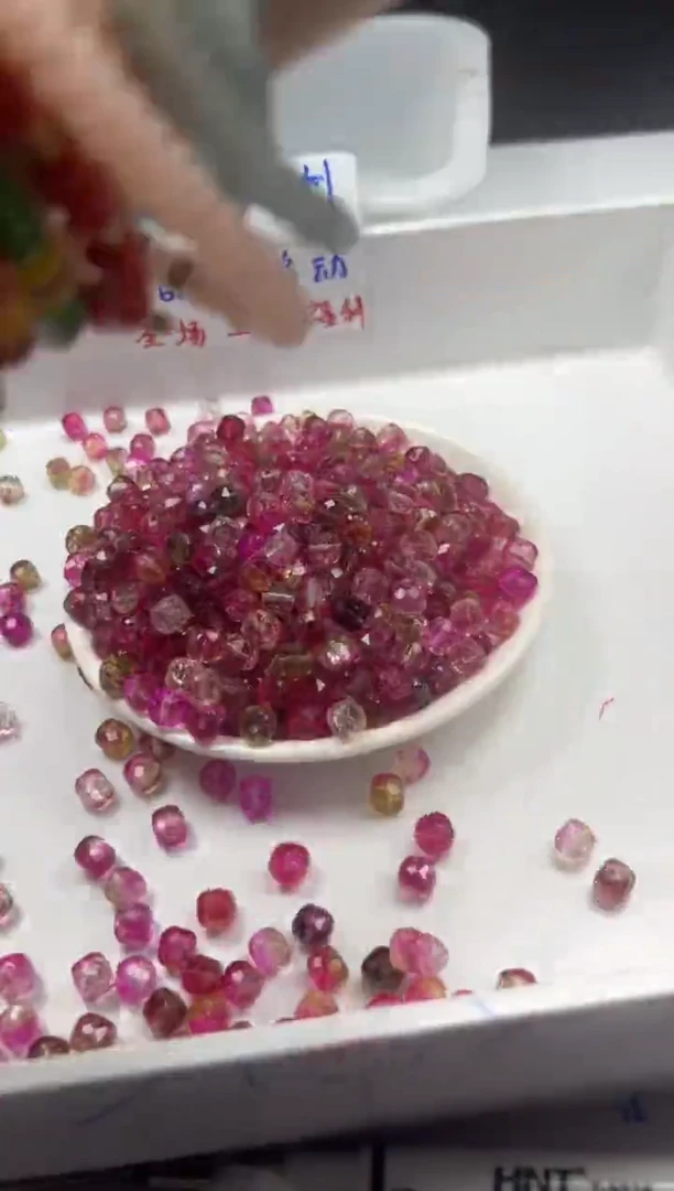 未镶嵌颈饰碧玺w2917西瓜碧玺方糖7+mm*20颗