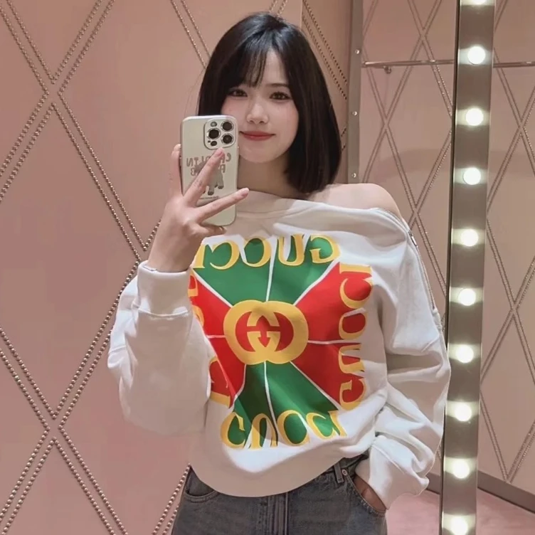 未使用 GUCCI/古驰 高领字母Logo印花长袖卫衣 女款