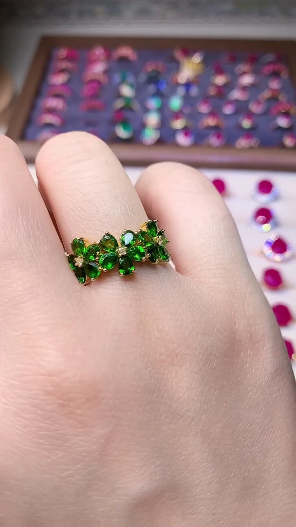 【闪购商品】透辉石戒指银S925镶嵌0000