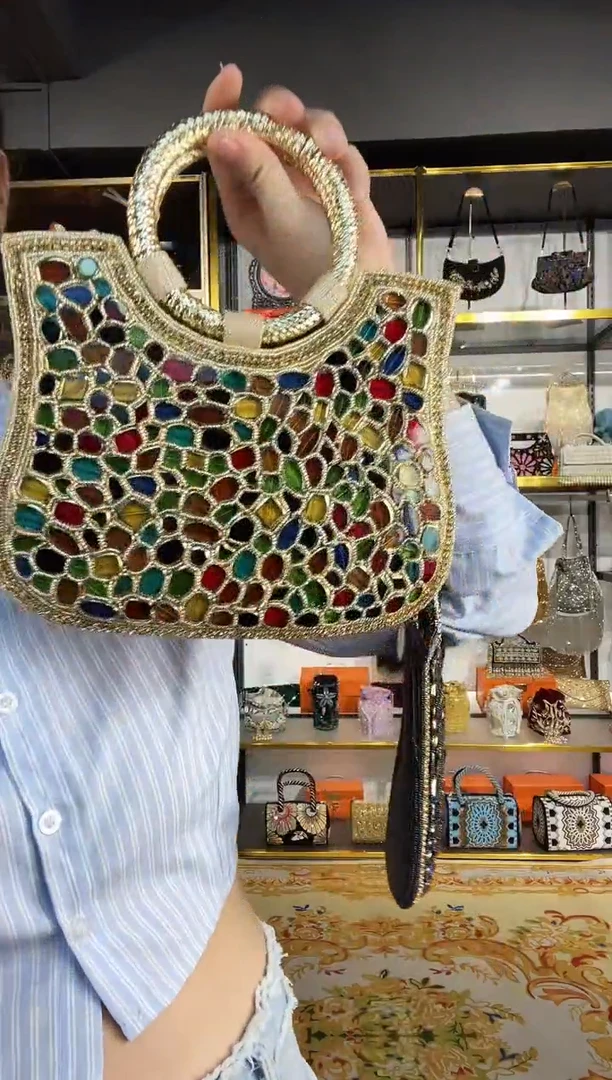 织物珠韵恒泽重工串珠手提包