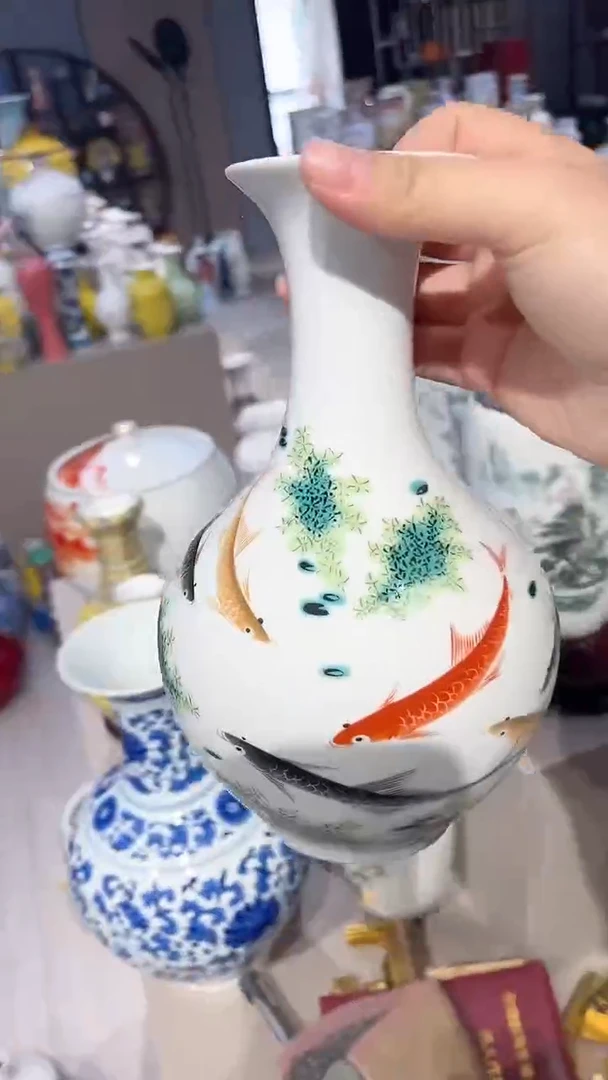 摆件景德镇年年有余赏瓶