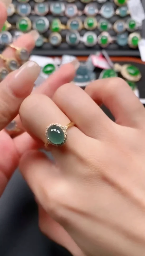 银S925镶嵌戒指翡翠111