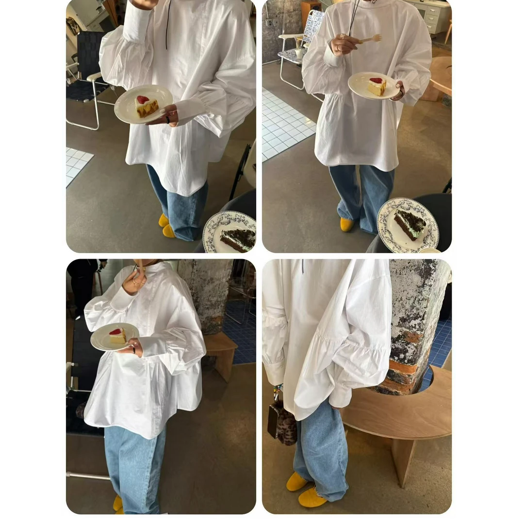 SANBARA-夏季福秒纯色绑带衬衫#88192