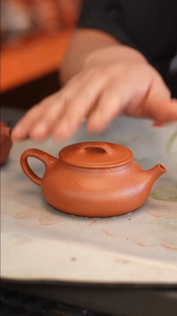 茶壶紫砂全手 大红袍 大口石瓢 200cc