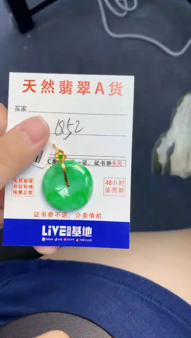颈饰18K金镶嵌翡翠天然缅甸A货翡翠百元以上9元证书费自理