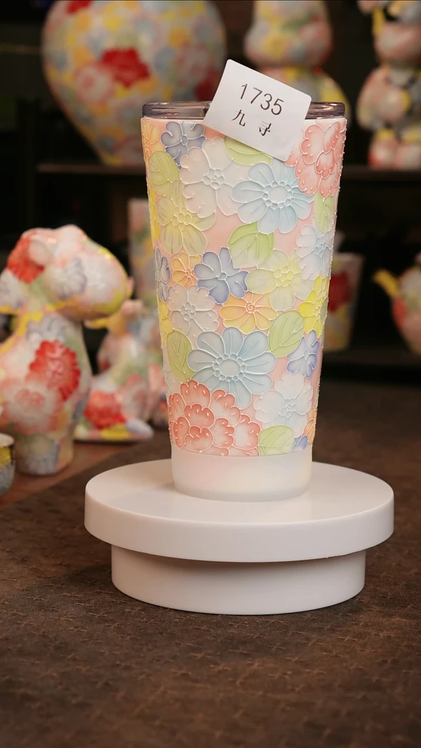 九寻景德镇手工手绘珐华彩茶杯1735