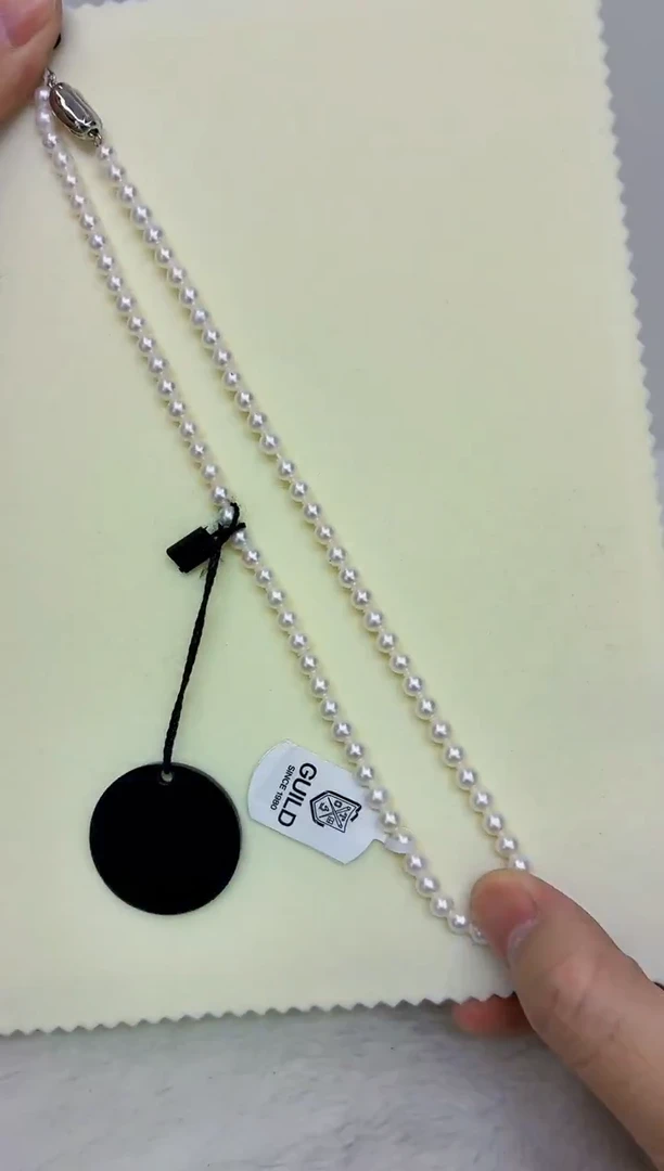 银S925镶嵌DA淡水珍珠项链带吉尔德大证5-6 ss159