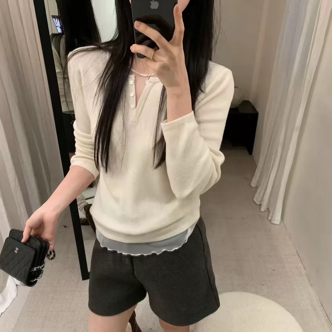 1536秀珠欧尼 忍不住心动网纱拼接加绒打底衫