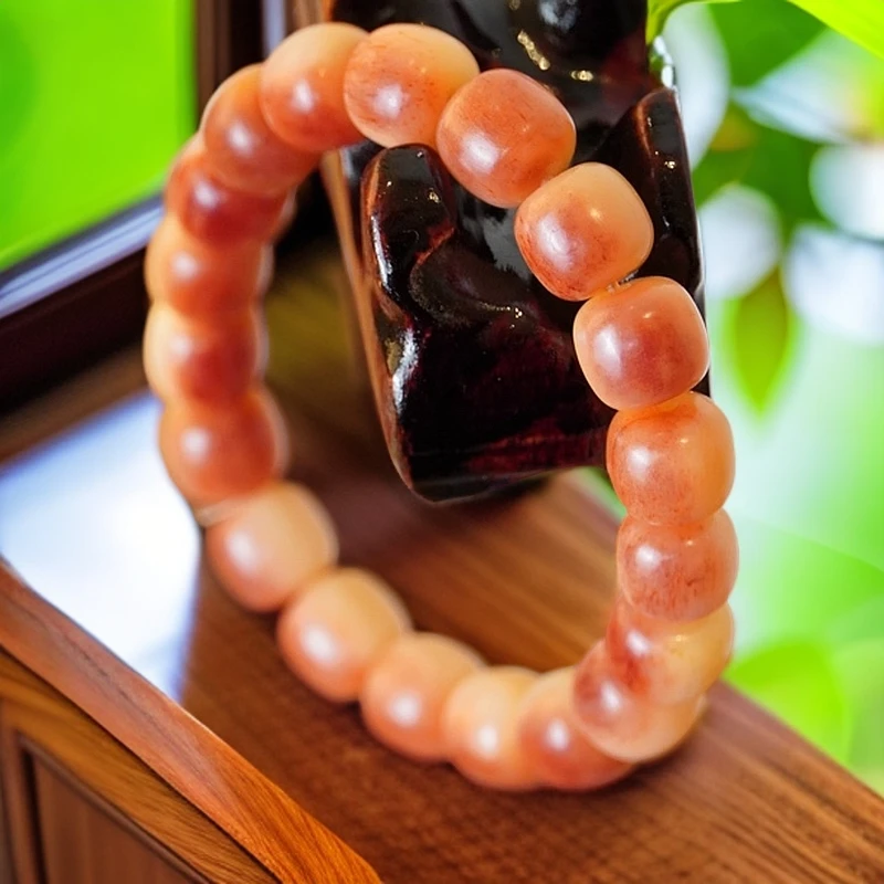 【粉驼】西藏天然骆驼骨粉驼紫驼原珠单圈民族风古韵文玩手串14m