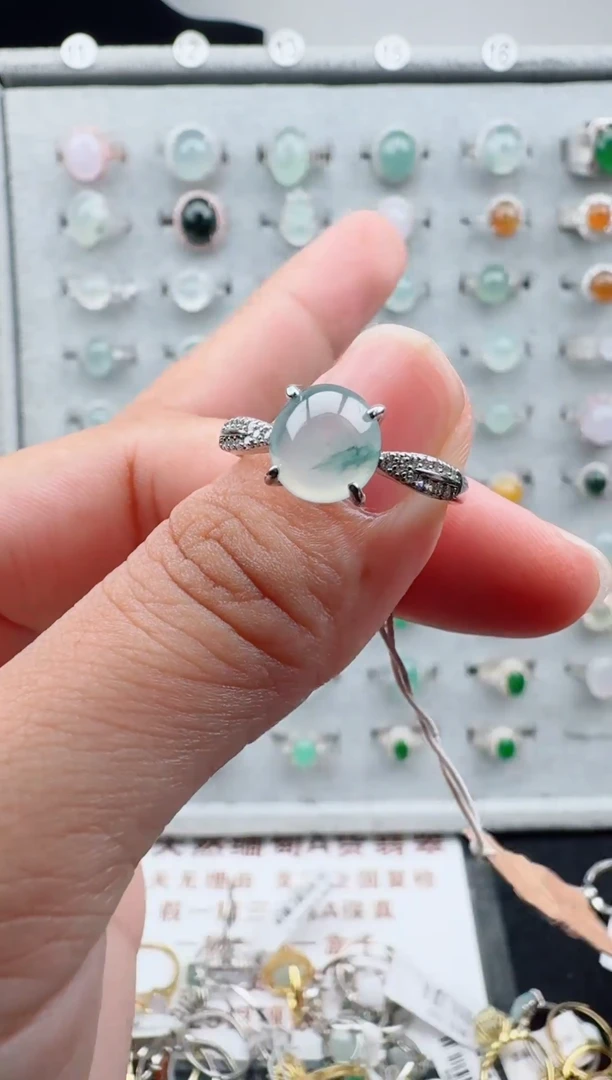 银S925镶嵌戒指翡翠9