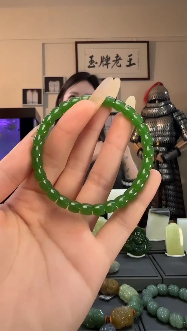颈饰未镶嵌和田玉碧玉直切手串