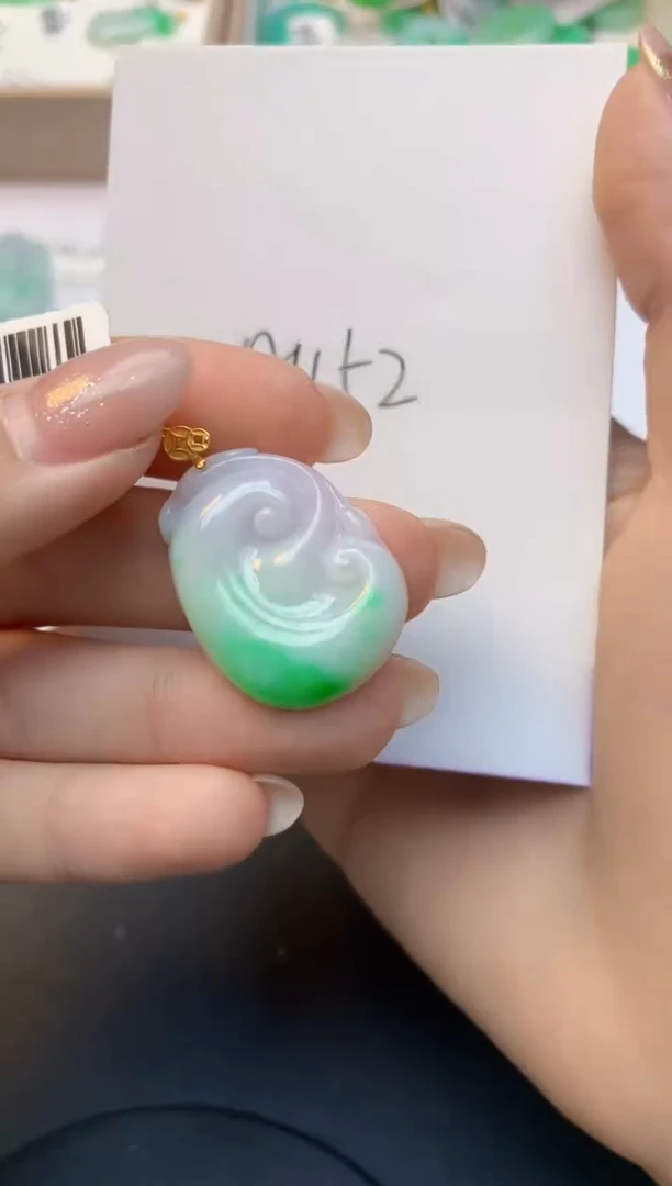 颈饰18K金镶嵌翡翠天然A货缅甸翡翠百元以上9元证书费自理