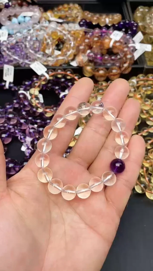 【闪购商品】水晶手链未镶嵌68 diy 白水晶10mm