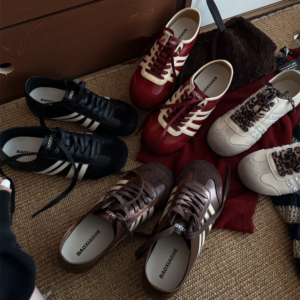 BAO/宝小姐2025年新款复古拼色秋季百搭板鞋保龄球阿甘德训109-1