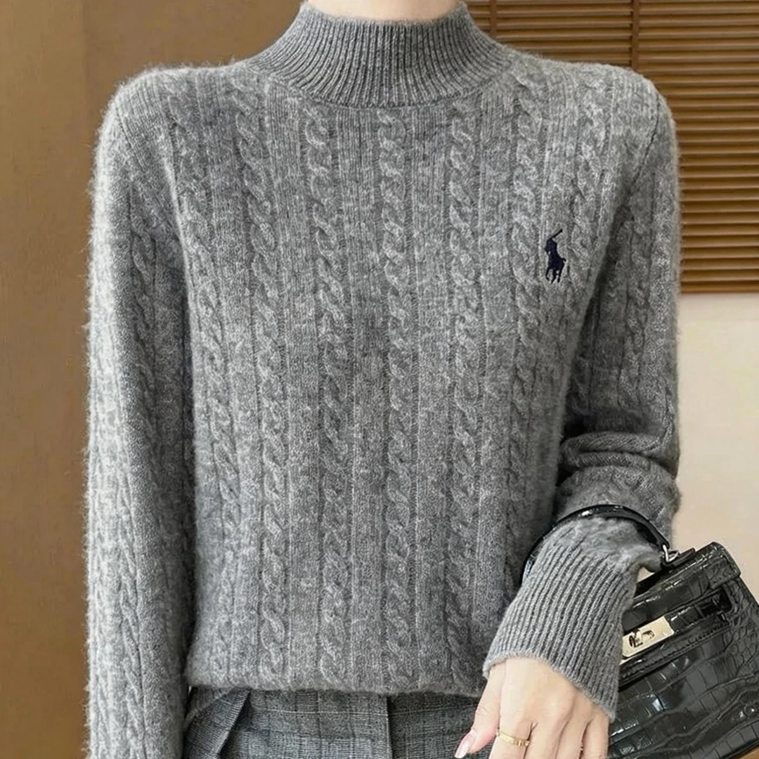 灰色【战马毛衣】秋冬新款显白显年轻软糯细毛针织毛衣