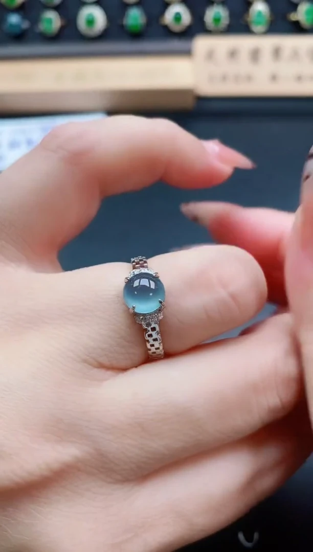 银S925镶嵌戒指翡翠1