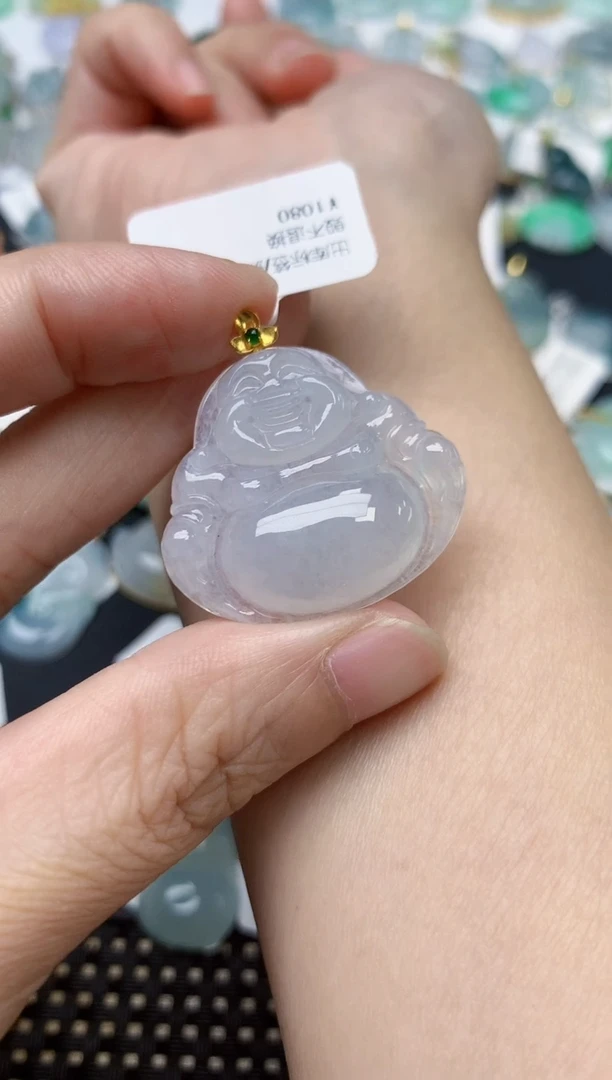 颈饰18K金镶嵌翡翠天然缅甸A货翡翠