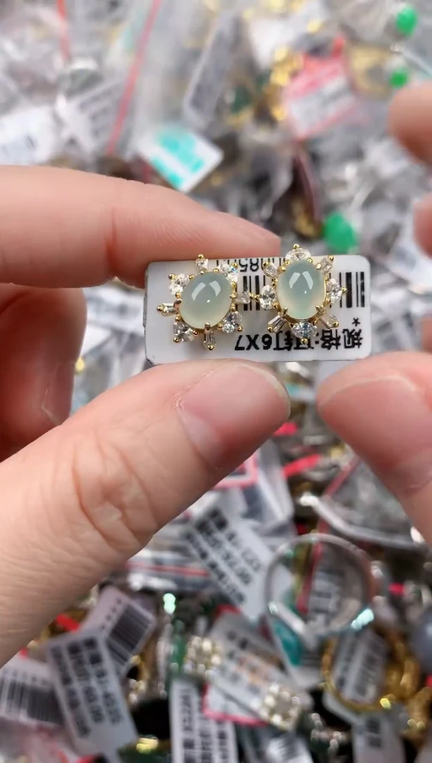 银S925镶嵌戒指翡翠444         6